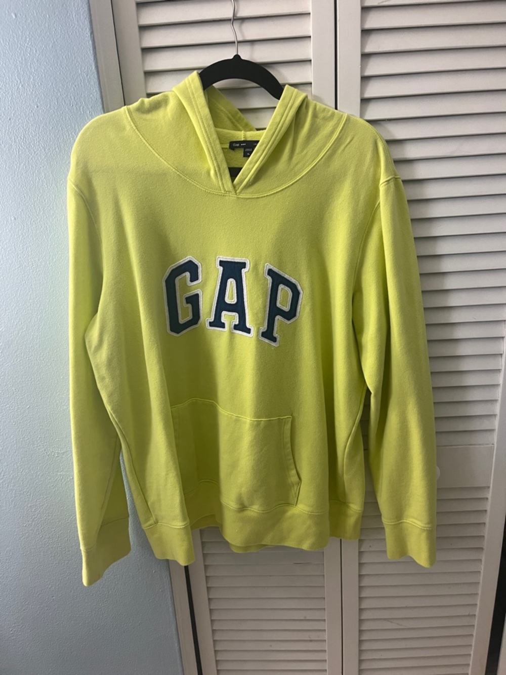 GAP Lime Yellow Pullover Hoodie with Navy Appliqué